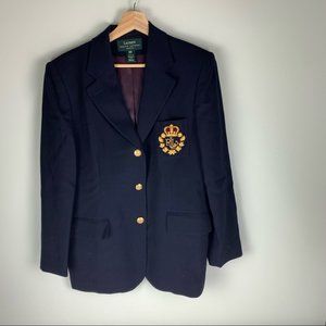 Vintage Lauren Ralph Lauren Petite Navy Crested Blazer size 14p